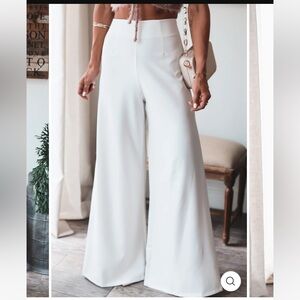 High Waisted Wide Leg Pant - White